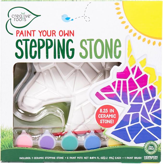 Creative Roots Mosaic Unicorn Stepping Stone, Includes 7-Inch Ceramic Stone & 6 by CreativeRoots