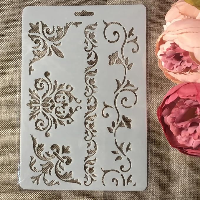 TIAMECH A4 Reusable Floral Edge Line Stencil - Image 5