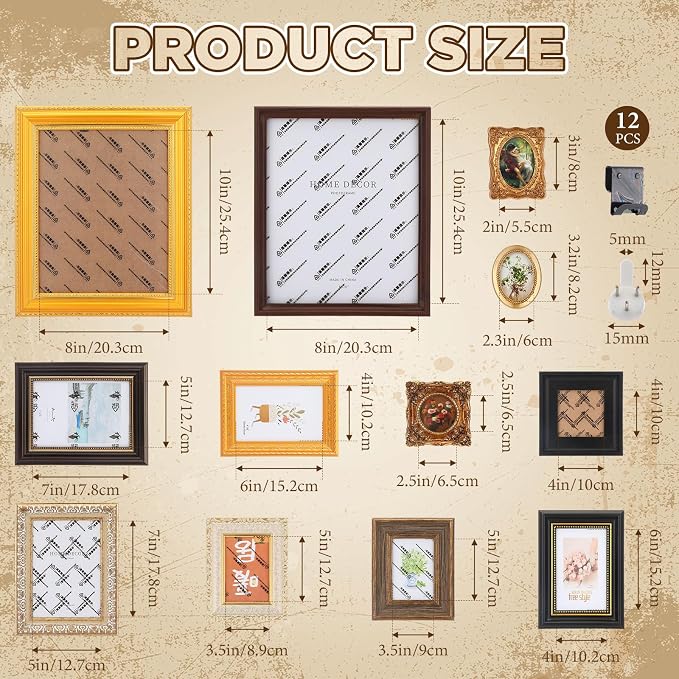 Mifoci 12 Pcs Gallery Vintage Frame Set - Image 3