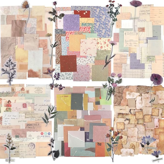 GNILLKO 445 PCS Vintage Scrapbook Paper Journaling Scrapbooking Supplies Kit by GNILLKO