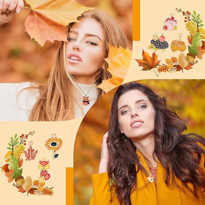 SANNIX 110Pcs/55 Pairs Holiday Charms, Fall Halloween Thanksgiving Christmas | - Image 4