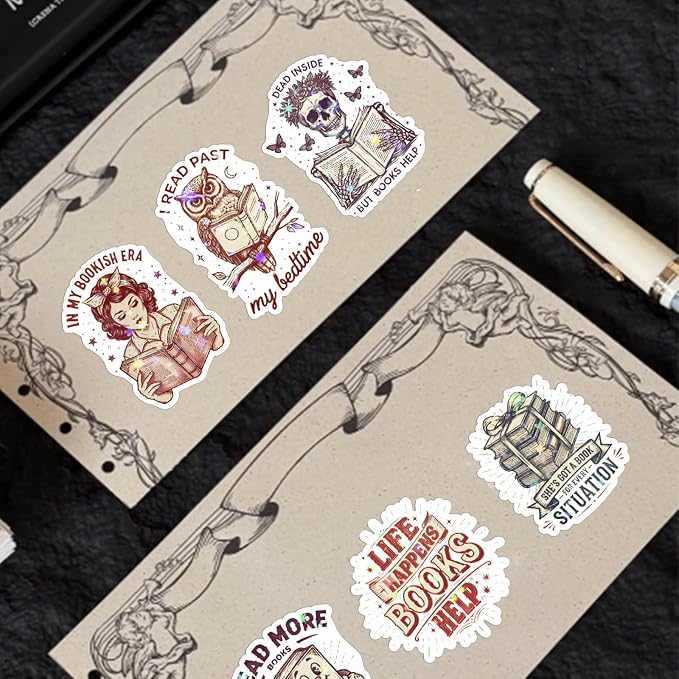 300+ PCS Book Stickers Pack for Kindle Water Bottle Laptop - Image 4