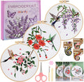 Embroidery Kit for Beginners, 3 Pack Hummingbird and Flower Cross Stitch Kits by Uniartfy