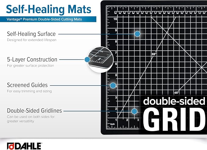 Dahle Vantage 10792 Double-Sided Premium Self-Healing Cutting Mat, 1/2" Grid - Image 5
