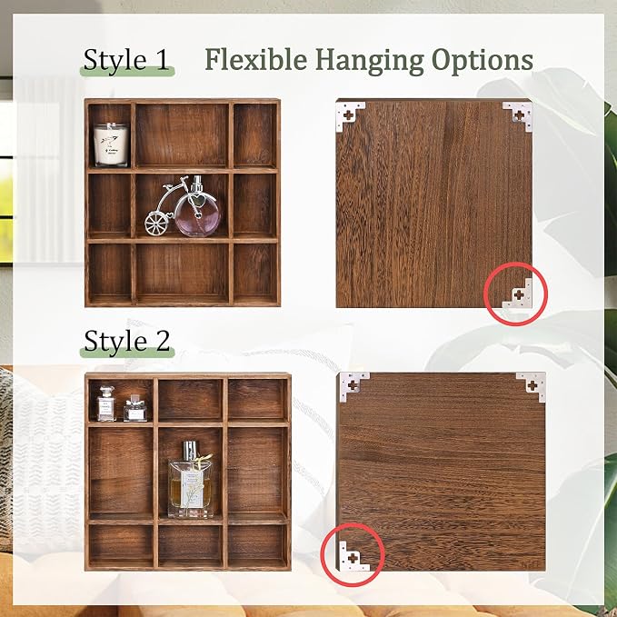 Ikee Design 3 Pcs Set Wooden Shadow Cubby Box Display Shelf Organizer Storage - Image 4