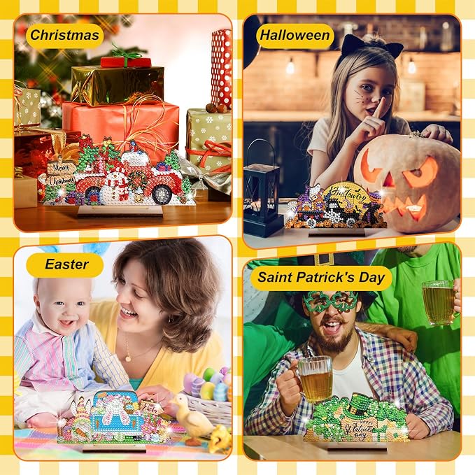 YooNotee 12 Sets Interchangeable Seasonal Diamond Art Tabletop Decorations - Image 5