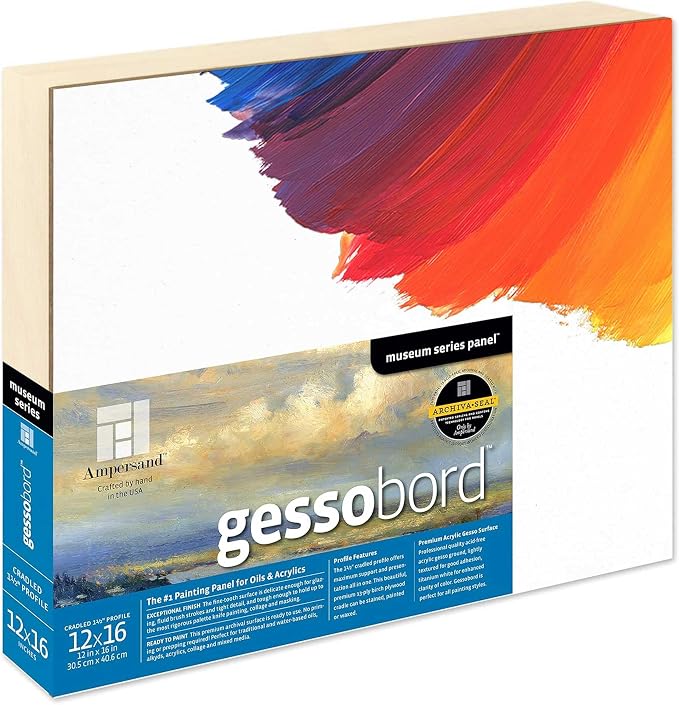 Ampersand Gessobord for Acrylic, Oil and Mixed Media, 1/8 Inch Depth, 12X16 Inch by AmpersandArtSupply