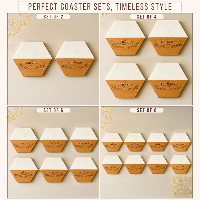 Personalized Wooden Coasters – Handmade Drink Coaster, Custom Wedding, - Image 9