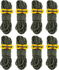 8 Pack 4mm Guy Lines Ultralight Tent Cords with Aluminum Adjuster Tensioner Outdoor Camping Guylines Ropes for Tent Tarp,Climbing,Hiking Backpacking (Army-Green)