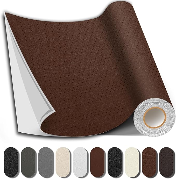 Leather Repair Patch, 17X158 inch Strong Sticky Repair Patch Self Adhesive Waterproof, DIY Large Leather Patches for Couches, Furniture, Sofa, Car, Chair (DBrown, 17X158 inch)