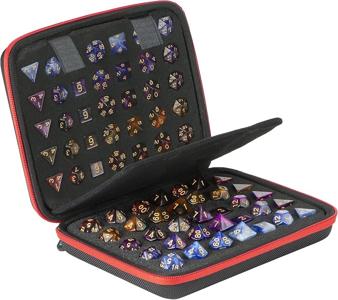 DND Dice Case with Detachable dice sponge and tray, D6 D20 Dice Set Case by Baval