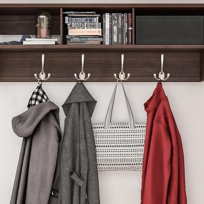 IBosins 14 Pack Big Triple Coat Hooks Wall Mounted with 28 Screws, Matte Nickel Retro Three Prongs Wall Hooks Utility Rustic Hooks for Coat, Bag, Towel, Hat