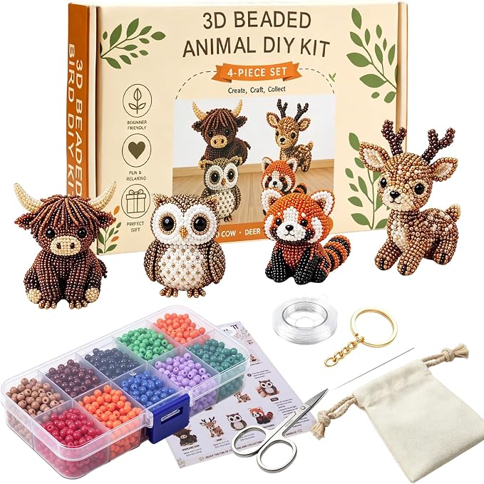 YADUO Tiny 3D Beaded Animal DIY Kit, Easy DIY Beading Embroidery Kit by YADUO