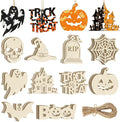 80PCS Wooden Halloween Ornaments to Paint Fall Decorations, 10 Styles DIY Blank by Sophena