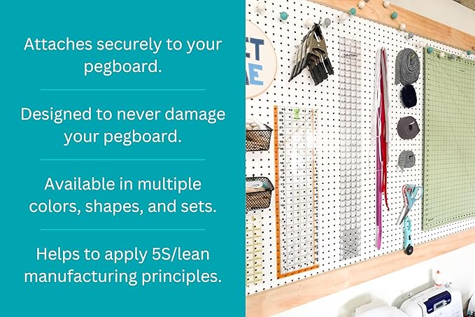 PegPro® J & 2" Hooks Kit for Modern Plastic or Metal Pegboard – Durable Plastic Pegboard Hooks - For Garage, Kitchen, Craft Room, and more (J & 2" Hooks - 50 Pack, Gray)