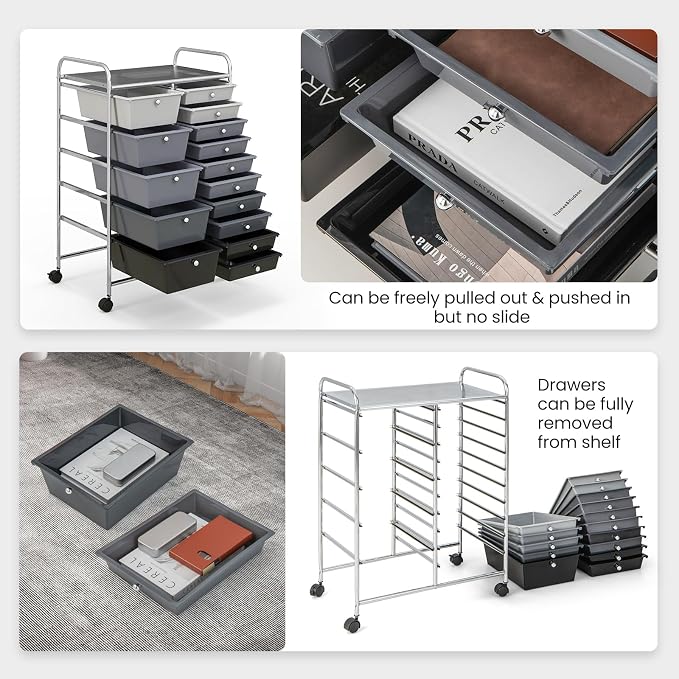 BECOMFORT 15-Drawer Rolling Cart - Image 6