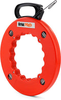 Fish Tape Wire Puller 50ft - Easy to use Cable Puller Tool with Double Loop Tip - Flexible Wire Fishing Tools for Walls and Electrical Conduit - 1/8 Steel Fish Tape Durable Housing - RamPro