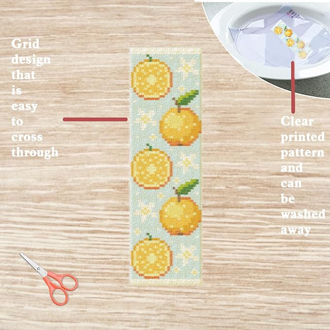 FREEBLOSS 6 Set Cross Stitch Bookmark Kit Stamped Cross Stitch Kit | Refreshing - Image 3