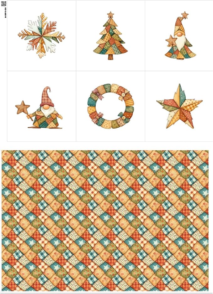 Patchwork Tree Cotton Fabric Panel – Six 10×10 inch Designs + Bonus 29.5×19.6 by FabricsTown