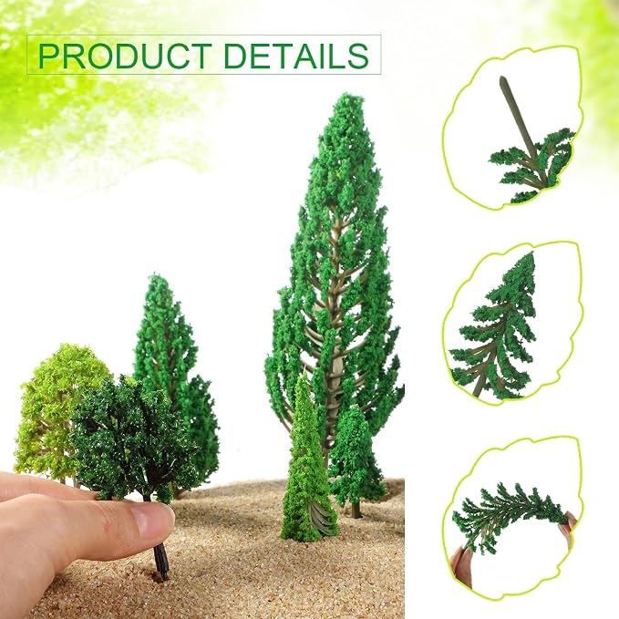 Skylety 35 Pieces Model Trees 6.3-1.2 Inch Mixed Miniature Trees Diorama - Image 4