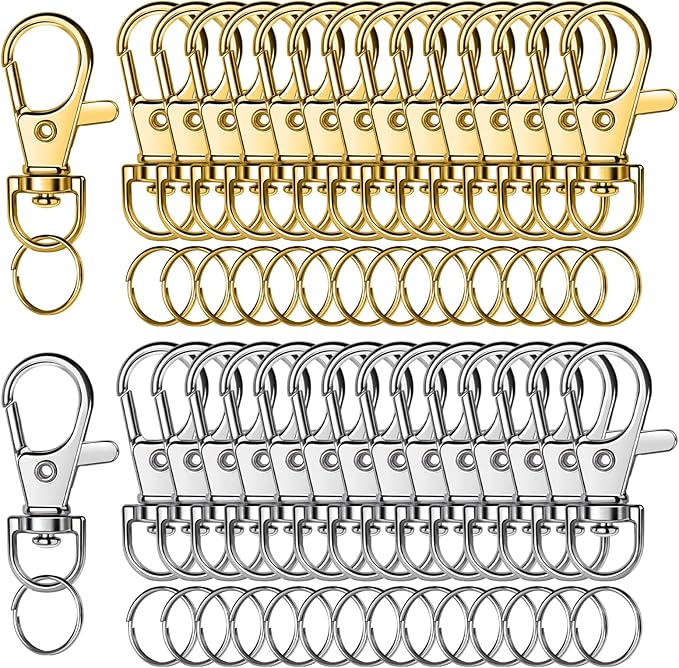 LEOBRO 60PCS Lobster Claw Clasps and Key Rings, Keychain Making kit, Keychains by LEOBRO