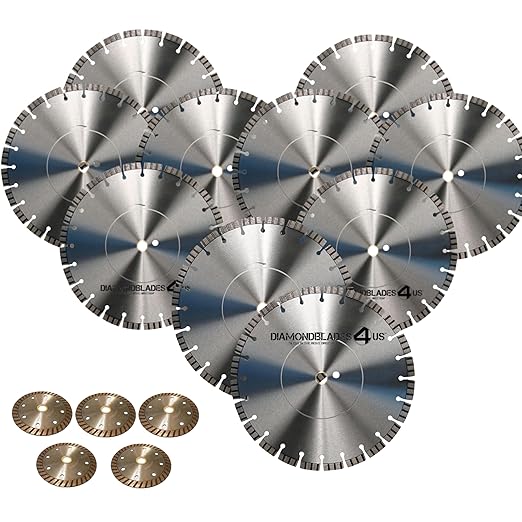 10-14" T-Seg Pro Grade Diamond Saw Blades Cut Concrete Brick Block Stone Masonry Free Pack of (5) 4.5" Diamond Blades