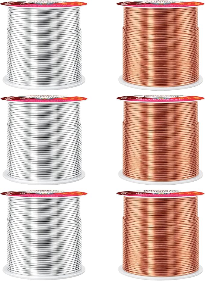 Mandala Crafts 20 GA Copper Silver Tone Combo Anodized Aluminum Craft Wire | - Image 2