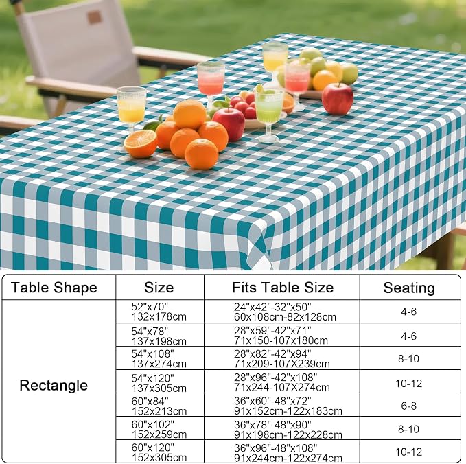 Smiry Rectangle Table Cloth, Waterproof Vinyl Tablecloth - Image 7