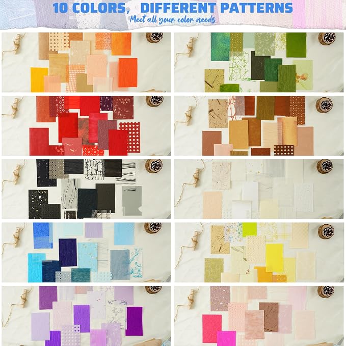 160 Sheets Textured Scrapbook Paper & Mesh Fabric Assorted Set | 10 Mixed - Image 3