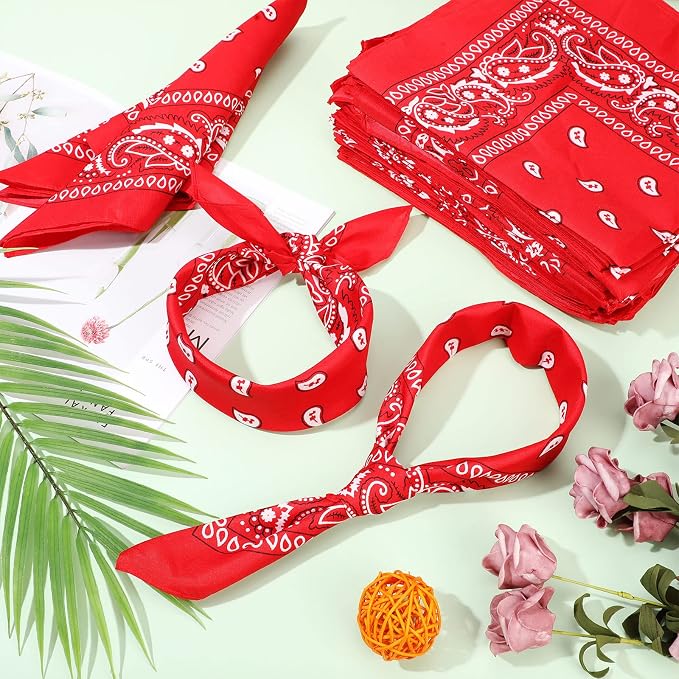 100 Pack Bandanas Unisex Paisley Bandanas Bulk Multi Purpose Cowboy Head Wrap - Image 6