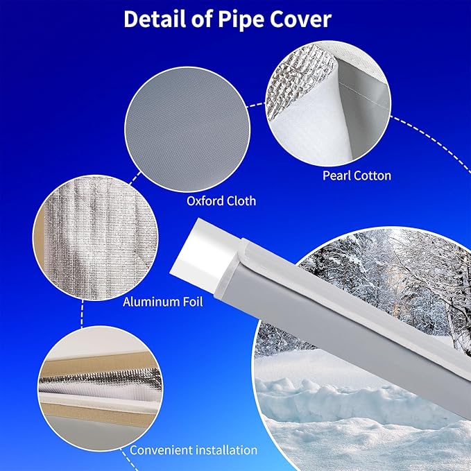 Ac Line Insulation, 78.7x11.8 inch 600D Oxford Air Conditioner Line Insulation, 3 Layer HVAC Copper Pipe Insulation Cover, AC Pipe Insulation Wrap for Outside (Light Gray)