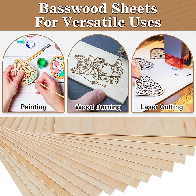 50 Pack Basswood Sheets for Crafts, Wood Burning, Architectural Models - Image 6