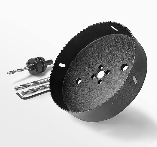 5-3/4 Inch Hole Saw with 1/2" Hex Shank Quick Change Arbor, JTemgle Bi-Metal Hole Saw Heavy Duty Hole Cutting Tool for Cornhole Boards, Recessed Lights, Wood, Plastic, Drywall & Soft Metal