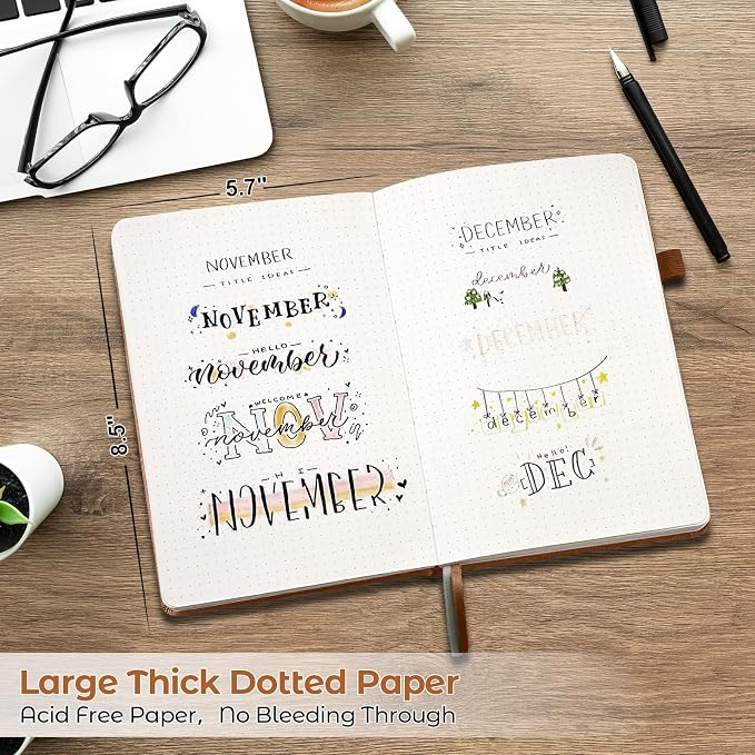 Dotted Journal, 5 Pack Hardcover Notebook, Dot Grid Notebook Journal - Image 2