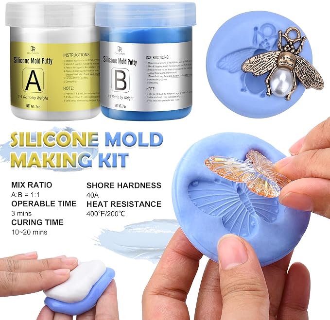 Silicone Putty, 7/8 LB Flexible Silicone Mold Making Kit -1:1 Mixing Ratio | - Image 2