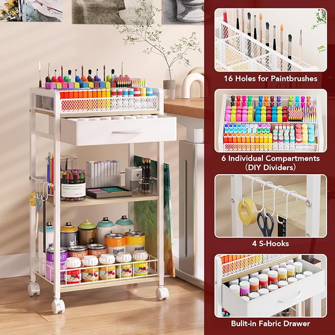 Homsorout 3 Tier Rolling Cart - Image 2