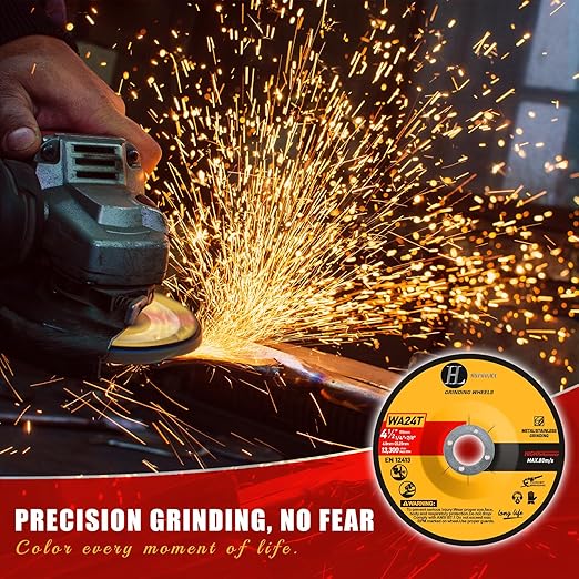 4-1/2 inch Grinding Wheels for General Purpose Metal & Stainless Steel, Aluminum Oxide Grinding Disc for Angle Grinder 4.5'' x 1/4'' x 7/8'' (25 Pack)