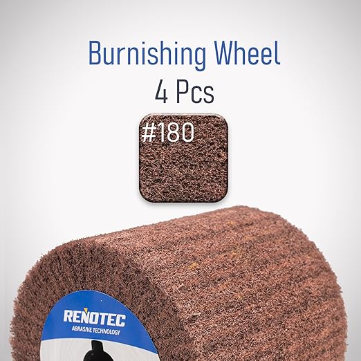 4" Burnishing Drum, 100x100mm, Fine Grit 180, A/O, for Metalwork Surface Polishing