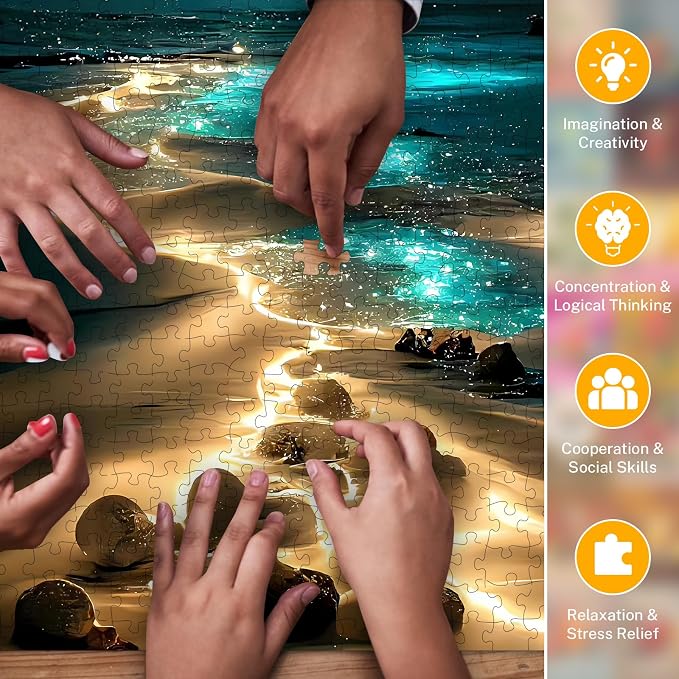Moonlight Jigsaw Puzzles for Adults 1000 Pieces, Sparkling Beach Nature - Image 7
