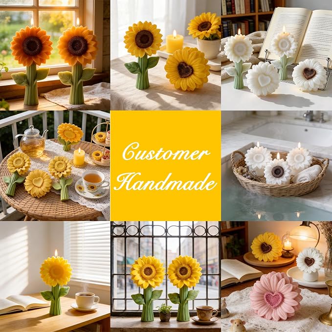 2PCS 3D Sunflower Candle Silicone Mold - Image 9