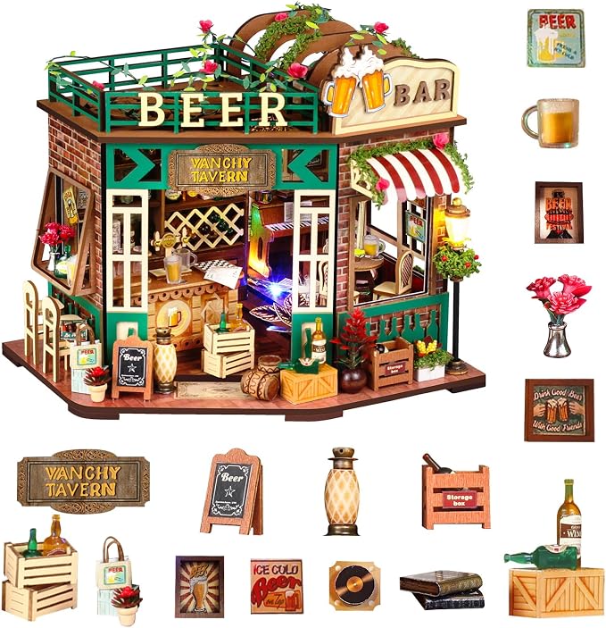 Book Nook, Beer Shop DIY Miniature House Kit by CASRRA