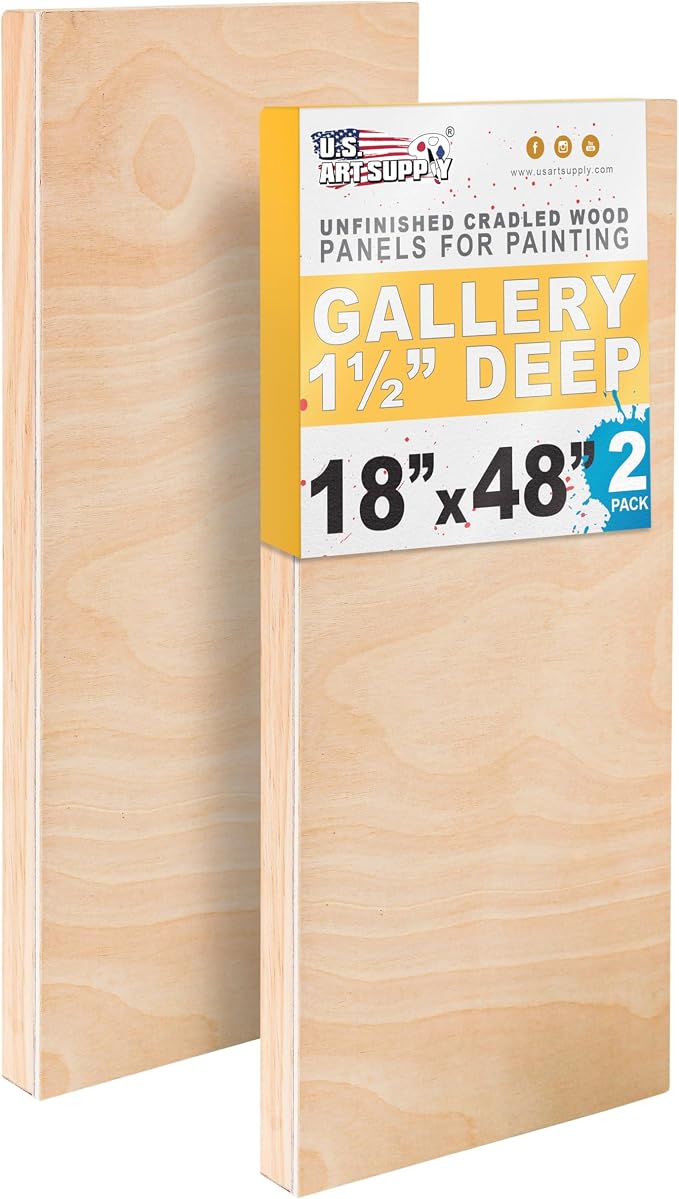 U.S. Art Supply 18" x 48" Unfinished Cradled Wood Panels by USArtSupply