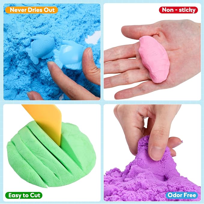 FURWEY Play Sand Set, with 17.6lbs of Colorful Sensory Sand, Plus 22 Tools & - Image 4