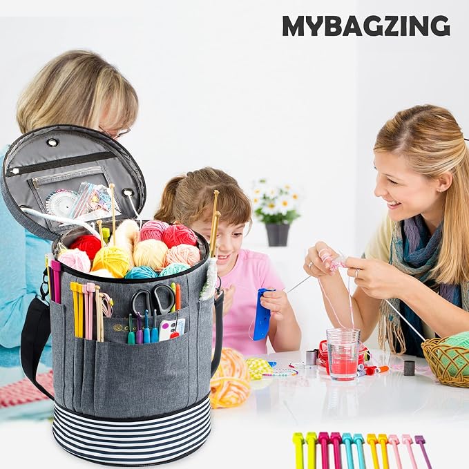 MYBAGZING Expandable Yarn Storage Organizer, Crochet Bag & Yarn Tote - Image 6