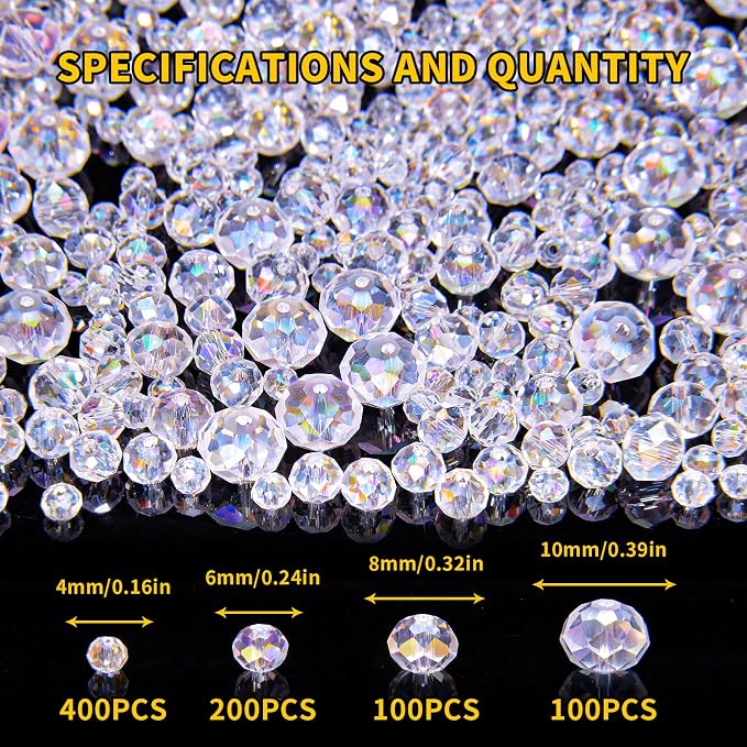 800Pcs 4/6/8/10mm Crystal Glass Beads - Image 2