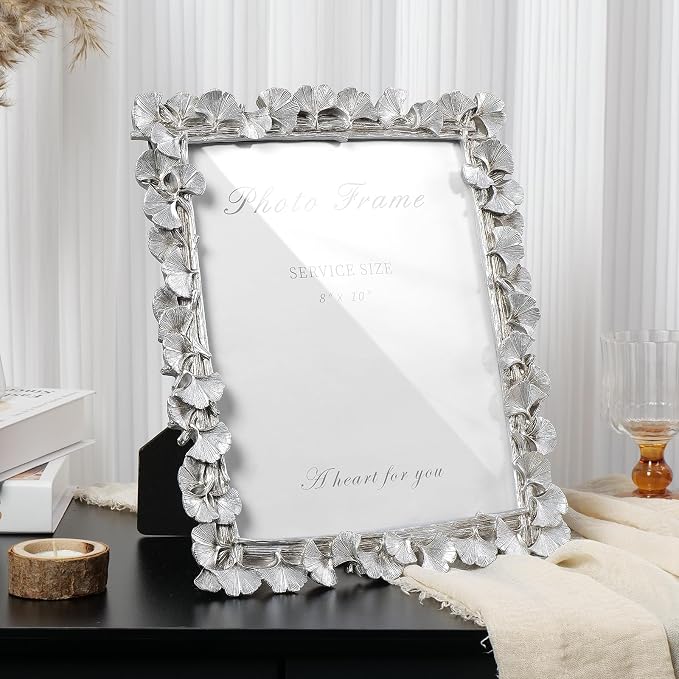 Cuspin Silver 8x10 Picture Frame, Vintage Silver Ornate Leaf Textured - Image 7