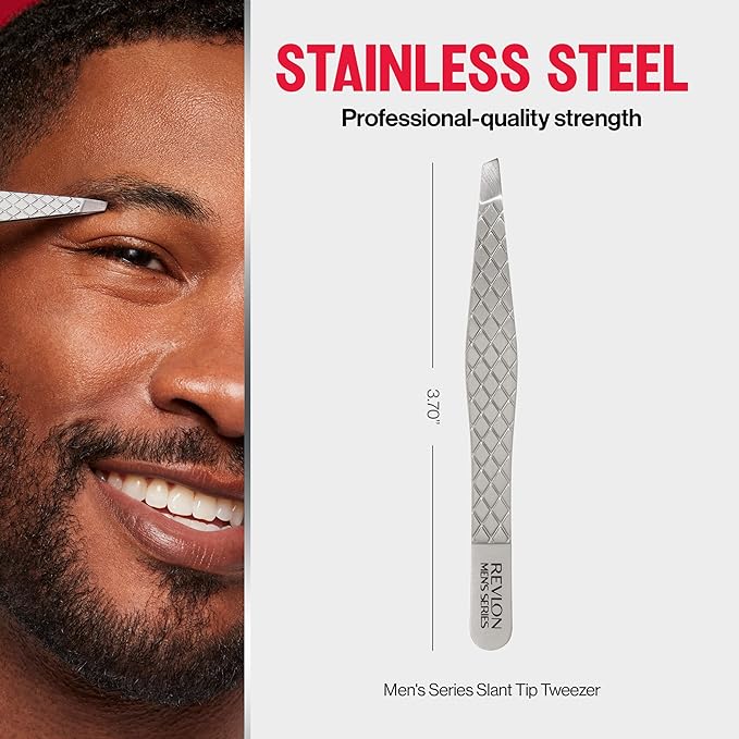 Revlon Slanted Tip Tweezers for Men, Ultra-Sharp for Precision Eyebrow Shaping - Image 6