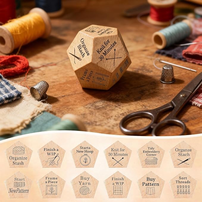 Quilter's Dice, Handmade Wooden Quilting Decision Dice - Image 3