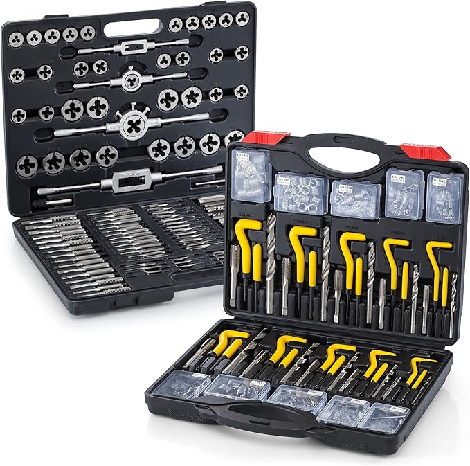 Segomo Tools Metric & SAE 261 Piece HSS Drill Thread Repair Kit & 110 Piece Tap & Die Tool Set Bundle - THREAD261-110SAE