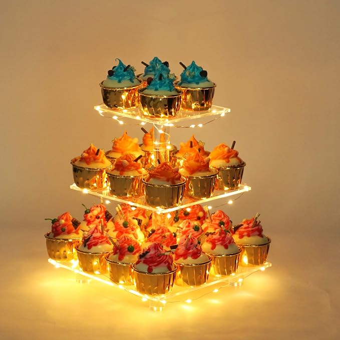 YestBuy 3 Tier Clear Square Cupcake Stand by YestBuy